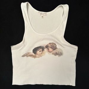 Lightweight Cropped White Tank Top, Truly Madly Deeply - Urban Outfitters ꧁꧂